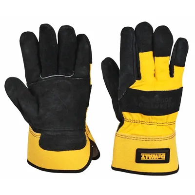 Ръкавици DeWALT докерски от телешки велур и плат размер 10, черни, Leather Rigger