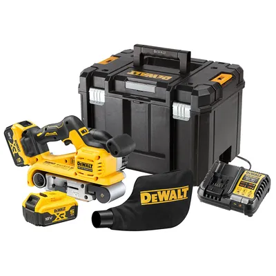 Акумулаторен лентов шлайф DeWALT  с 2 батерии и зарядно, 18 V, 5 Ah, 198-320 м/мин, 533x75 мм, DCW220P2