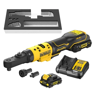 Акумулаторна тресчотка DeWALT с 2 батерии и зарядно, 12 V, 3 Ah, 75 Nm, квадрат, 1/4" и 3/8", DCF500L2G