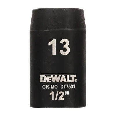 Вложка милиметрова DeWALT 6-стен ударна 13 мм х 1/2", DT7531