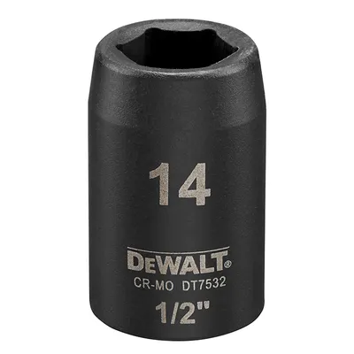 Вложка милиметрова DeWALT 6-стен ударна 14 мм х 1/2", DT7532