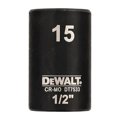 Вложка милиметрова DeWALT 6-стен ударна 15 мм х 1/2", DT7533