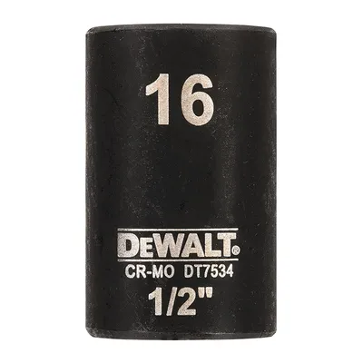 Вложка милиметрова DeWALT 6-стен ударна 16 мм х 1/2", DT7534