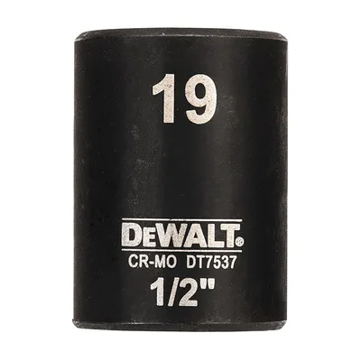 Вложка милиметрова DeWALT 6-стен ударна  19 мм х 1/2", DT7537