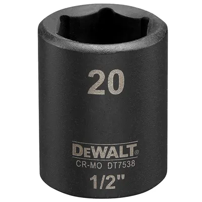 Вложка милиметрова DeWALT 6-стен ударна 20 мм х 1/2", DT7538