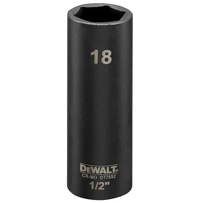 Вложка милиметрова DeWALT 6-стен ударна удължена  18 мм х 1/2", DT7552