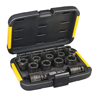 Вложки комплект DeWALT ударни 17 бр., 6-27 мм х 1/2" - 1/4", DT7506