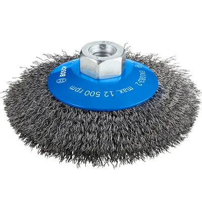 Четка конусовидна за ъглошлайф Bosch от стоманена тел  115 мм, 0.3 мм, M14, PRO Metal clean