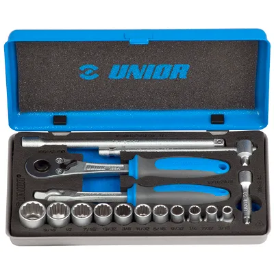 Гедоре комплект Unior вложки с тресчотка  16 бр., 3/6" - 9/16" х 1/4", 188BI12P16INCH