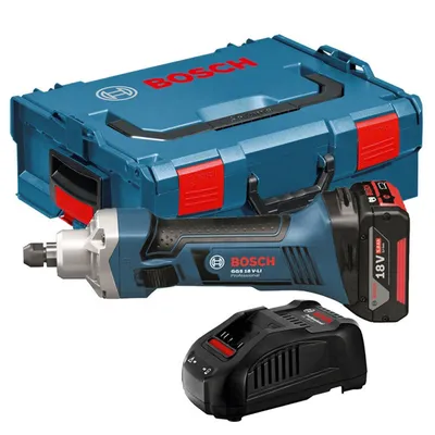 Акумулаторен прав шлайф Bosch  с 1 батерия и зарядно, 18 V, 5 Ah, 0-22 000 об./мин, GGS 18 V-LI