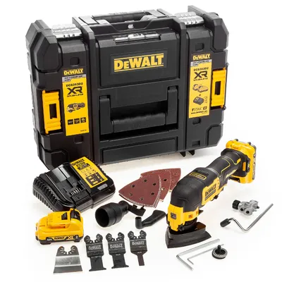 Акумулаторен мултифункционален инструмент DeWALT  с 2 батерии и зарядно, 12 V, 2 Ah, 0-18 000 вибр./мин, DCS353D2