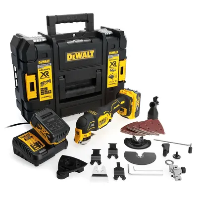 Акумулаторен мултифункционален инструмент DeWALT  с 2 батерии и зарядно, 18 V, 5 Ah, 0-20 000 вибр./мин, DCS356P2