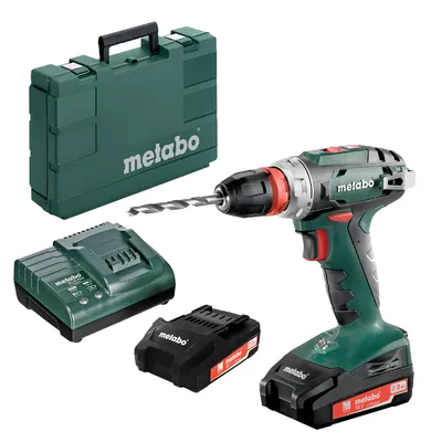 Акумулаторен винтоверт Metabo с колекторен двигател с 2 батерии и зарядно, 18 V, 2 Ah, 48 Nm, 1-10 мм, BS 18 Quick