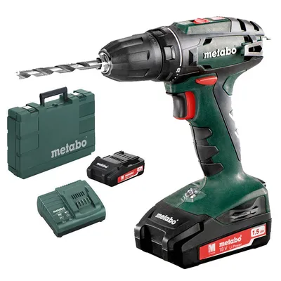 Акумулаторен винтоверт Metabo с колекторен двигател с 2 батерии и зарядно, 18 V, 2 Ah, 60 Nm, 1.5-13 мм, BS 18 L