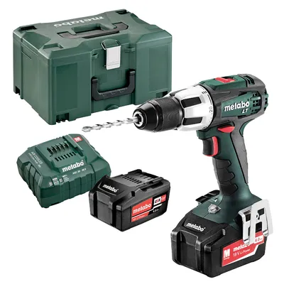 Акумулаторен винтоверт Metabo ударен с 2 батерии и зарядно, 18 V, 4 Ah, 60 Nm, 1.5-13 мм, SB Basic