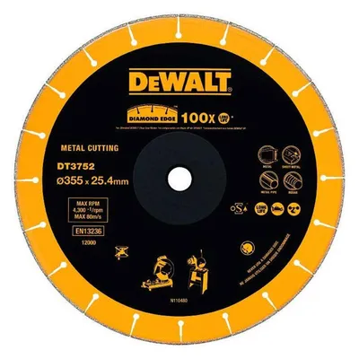 Диск диамантен за сухо рязане DeWALT на метал 355 мм, 25.4 мм, 3 мм, Diamond Edge