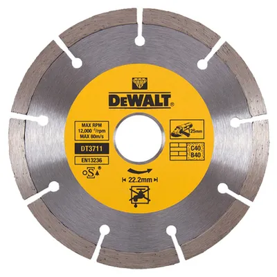 Диск диамантен за сухо рязане DeWALT на тухли, бетон и керемиди  125 мм, 22.23 мм, 1.8 мм, Diamond Edge