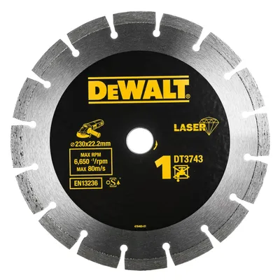 Диск диамантен за сухо рязане DeWALT на тухли, бетон и керемиди  230 мм, 22.2 мм, DT3743