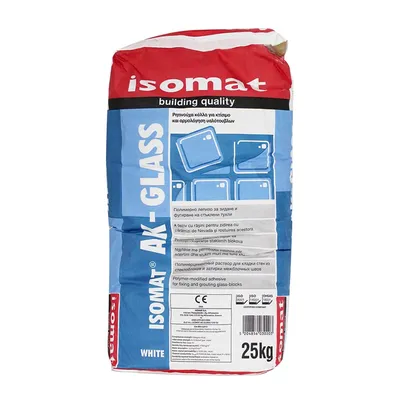 Разтвор Isomat за зидария за стъклени тухли 25 кг, бял, AK-Glass White