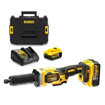 Акумулаторен прав шлайф DeWALT  с 2 батерии и зарядно, 18 V, 5 Ah, 0-25 000 об./мин, DCG426P2