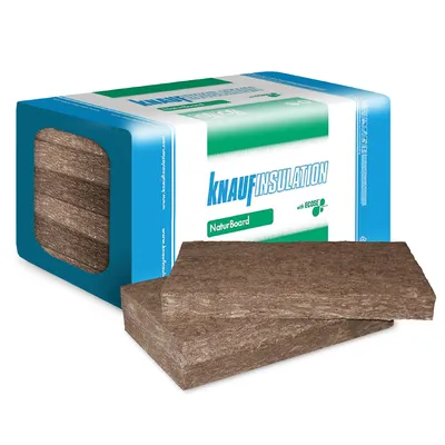 Каменна вата Knauf Insulation за стени и покрив 7.2 м2/опак., 50x600x1000 мм, NaturBoard FIT