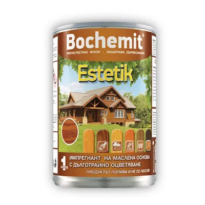 Препарат Bochemit за импрегниране за дърво 1 л, бял, Estetik