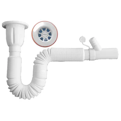 Сифон за мивка Muff Matik PVC гофриран с извод за пералня  ф 32x65 мм, 1400 мм