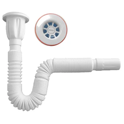 Сифон за мивка Muff Matik PVC с удължена гофрирана връзка  ф 32x65 мм, 1380 мм