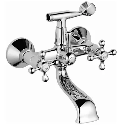 Смесител за вана-душ стенен Inter Ceramic двуръкохватков с ръчен душ 3/4", Retro ICF 6006851