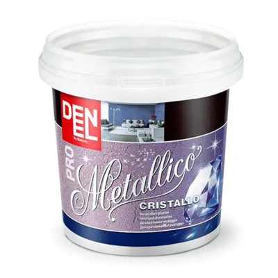 Декоративна мазилка Denel акрилатна 1 кг, сребърна, Cristallo Metallico