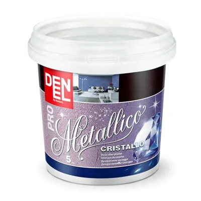 Декоративна мазилка Denel акрилатна 5 кг, сребърна, Cristallo Metallico