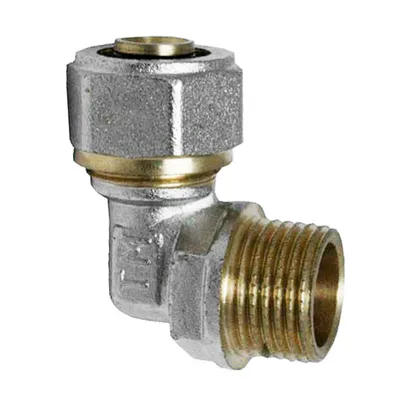 Коляно Sfit за Pex-Al-Pex тръба - мъжка резба ф 20 мм x 1/2", 10 bar, 90 °