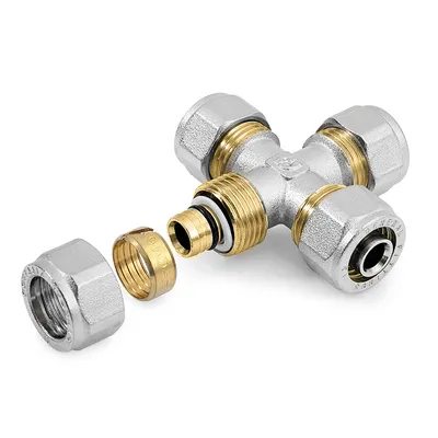 Съединител General Fittings за Pex-Al-Pex тръби четиристраннен ф 16 мм, 10 bar