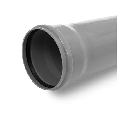 Тръба PVC KDN канализационна KM муфирана  250 мм, 6 м, 7.3 мм, сив