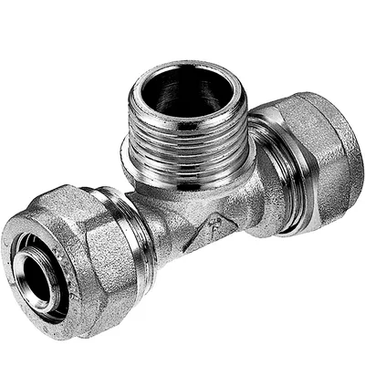 Тройник Sfit за Pex-Al-Pex тръба - тръба - мъжка резба ф 18 мм x 1/2", 10 bar