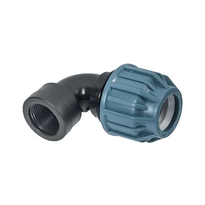 Коляно Elysee PP бърза връзка за PE тръби вътрешна резба ф 63 мм x 2", 16 bar, 90 °, 332B