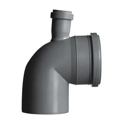 Коляно PP PlastBrno за канализация с уплътнител  ф 110x50 мм, 87.5 °, сив