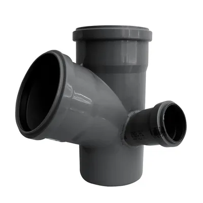 Разклонител PlastBrno PP за канализация пространствен, десен ф 110x110x75 мм, 67.3 °, сив