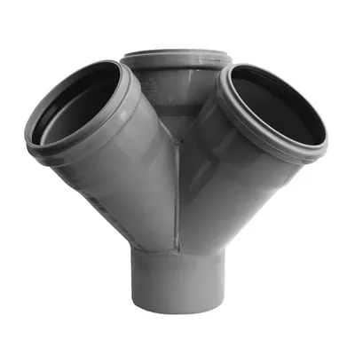Разклонител PlastBrno PP за канализация пространствен ф 110x110x110 мм, 45 °, сив