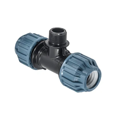 Тройник полипропилен PP Elysee бърза връзка за PE тръби външна резба ф 75 мм x 2", 16 bar, 333A