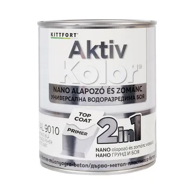 Акрилна боя Kittfort 2 в 1 на водна основа 0.75 л, бяла, RAL 9010, Aktiv Kolor