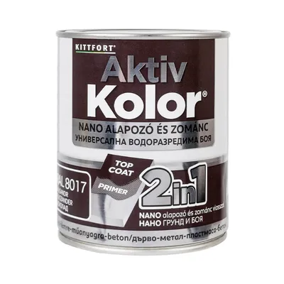 Акрилна боя Kittfort 2 в 1 на водна основа 0.75 л, шоколад, RAL 8017, Aktiv Kolor