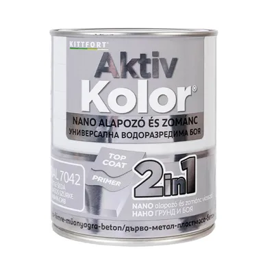 Акрилна боя Kittfort 2 в 1 на водна основа 0.75 л, сива, RAL 7042, Aktiv Kolor