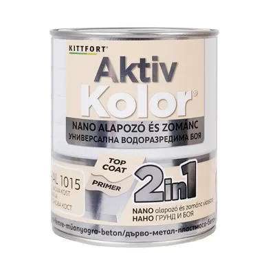 Акрилна боя Kittfort 2 в 1 на водна основа 0.75 л, слонова кост, RAL 1015, Aktiv Kolor