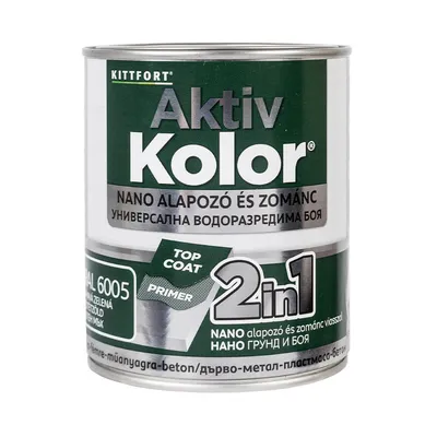 Акрилна боя Kittfort 2 в 1 на водна основа 0.75 л, зелен, RAL 6005, Aktiv Kolor