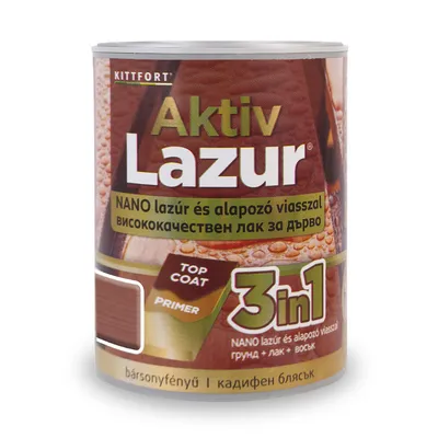 Лак водоразтворим Kittfort 3 в 1 лазурен  0.75 л, череша, Aktiv Lazur