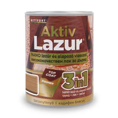 Лак водоразтворим Kittfort 3 в 1 лазурен 0.75 л, кестен, Aktiv Lazur