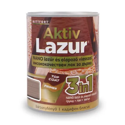 Лак водоразтворим Kittfort 3 в 1 лазурен 0.75 л, орех, Aktiv Lazur