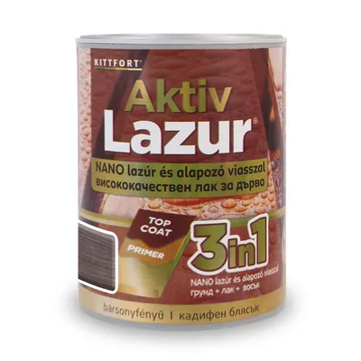 Лак водоразтворим Kittfort 3 в 1 лазурен 0.75 л, палисандър, Aktiv Lazur