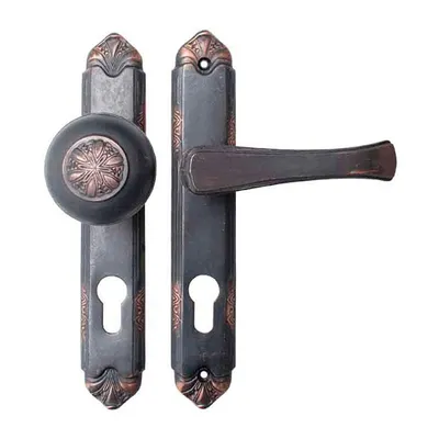 Дръжка за секретна брава Metal с шилд с топка  черна мед, 252х38 мм, 90 мм, Style